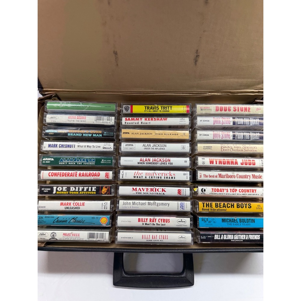 Vintage Country Music Cassette Tape Lot 30pc Garth Brooks Alan Jackson Case